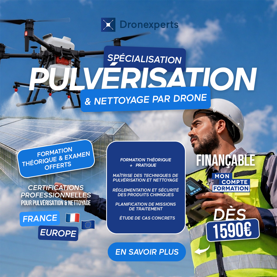 Formation Spécialisation - Pulvérisation et Nettoyage par drone - Dronexperts