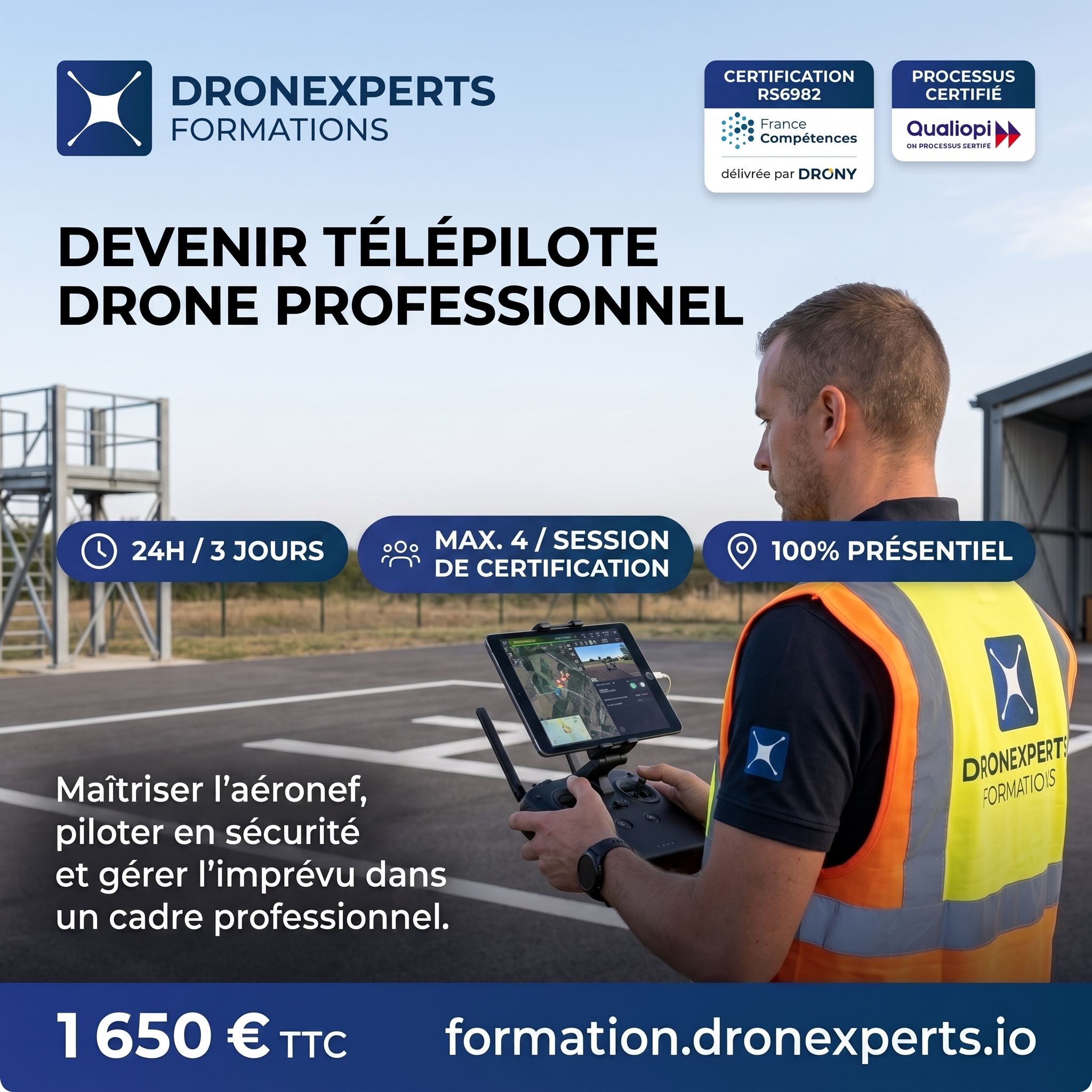 Formation TELEPILOTE DRONE AERIEN - Exploiter un drone dans un cadre professionnel  - Dronexperts